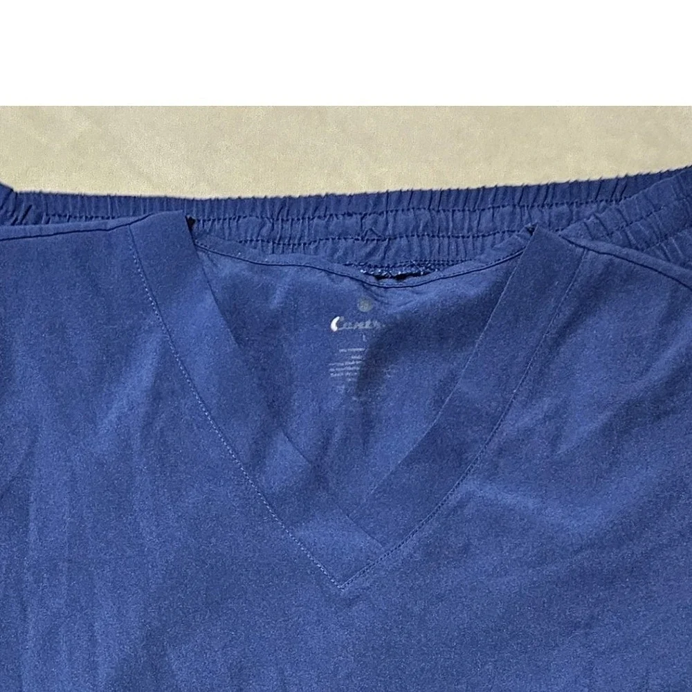 Centro Womens Navy Blue Scrub Set V-Neck Top & Pants Size Large